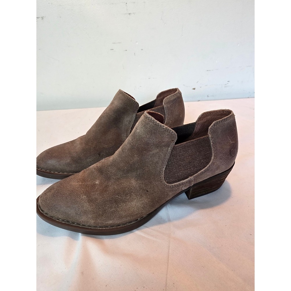 Born Kerri Distressed Suede Ankle Boots Taupe Brown F52117 Womens 8.5 M